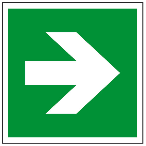 Rettungszeichen Richtungspfeil gerade, Folie, selbstklebend, 150x150mm, ASR A1.3, DIN EN ISO 3864-Beschreibung lesen