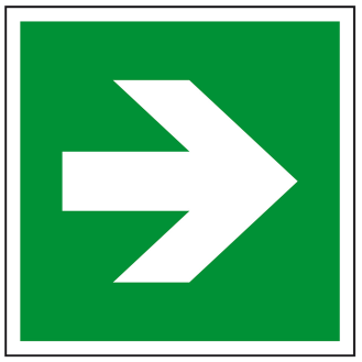 Rettungszeichen Richtungspfeil gerade, Folie, selbstklebend, 150x150mm, ASR A1.3, DIN EN ISO 3864-Beschreibung lesen