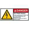 ANSI-Aufkleber DANGER Arc Flash Hazard, UL anerkannt, 70x160mm, 2/Bogen