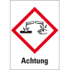 Gefahrensymbol Ätzwirkung GHS 05, Achtung, Folie, 26x18mm, 30/Bogen, GHS-Verordnung