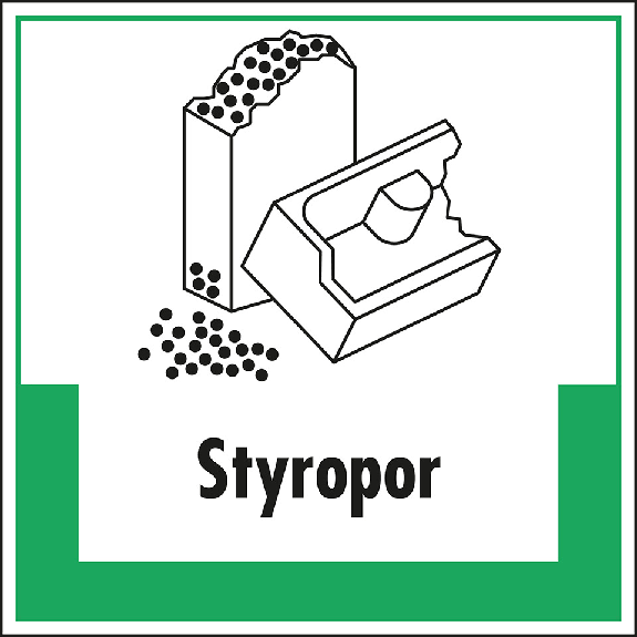 Abfallkennzeichen Styropor, mit Symbol und Text, Folie, selbstklebend, 200x200mm Abfallkennzeichen Styropor, mit Symbol und Text, Folie, selbstklebend, 200x200mm-Beschreibung lesen
