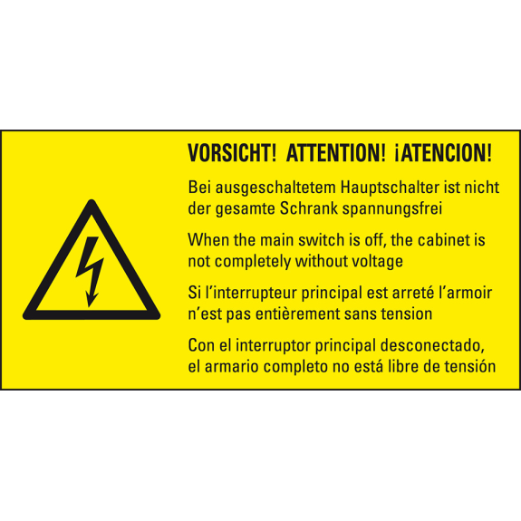 Warn-Kombisch.VORSICHT...Schrank spannungsfrei,RoHS konform,4-spr,Folie,52x105mm-Leggi tutto