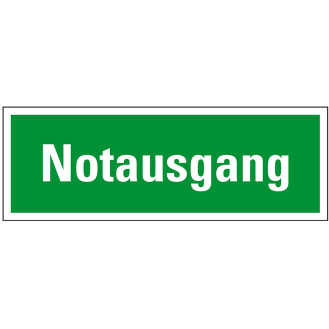 Rettungszeichen Notausgang, praxisbewährt, Kunststoff, 400x140mm-Beschreibung lesen