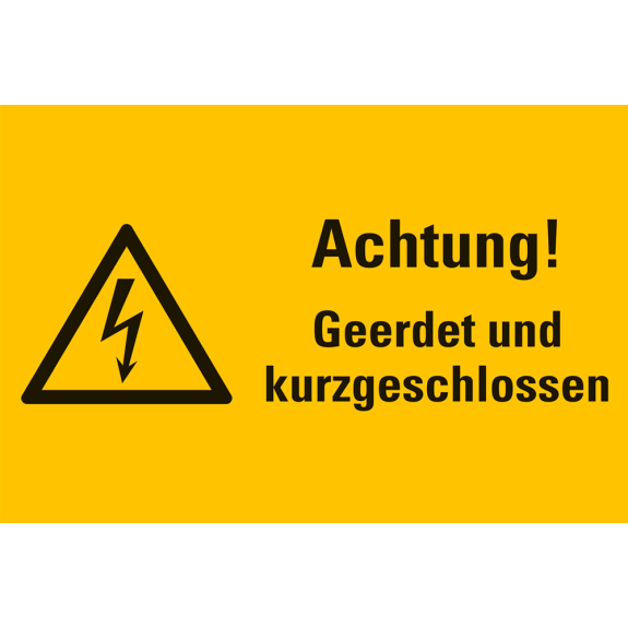 Warn-Kombischild Achtung! Geerdet und kurzgeschlossen, Resopal, 200x120mm Warn-Kombischild Achtung! Geerdet und kurzgeschlossen, Resopal, 200x120mm-Beschreibung lesen