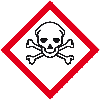 Gefahrensymbol Totenkopf mit gekreuzten Knochen GHS 06, Folie, selbstklebend, 18x18mm, 8/Bogen, GHS-Verordnung
