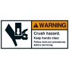 ANSI-Aufkleber WARNING Crush hazard,Follow...,UL anerk.,Folie,35x80mm,2/BOG