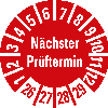 Prüfplakette Nächster Prüftermin 26-29,rot,Folie,selbstklebend,Ø 10mm,500/Rolle
