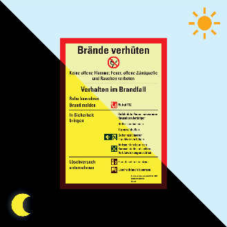 PERMALIGHT power langnachleuchtend Aushang Brände verhüten, DIN 14096, Kunststoff, 210x297mm-Beschreibung lesen