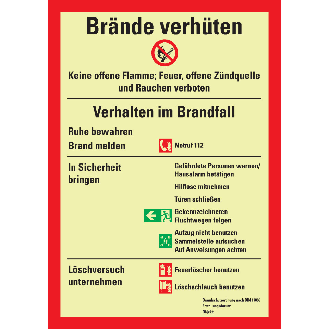 PERMALIGHT power langnachleuchtend Aushang Brände verhüten, DIN 14096, Kunststoff, 210x297mm-Beschreibung lesen