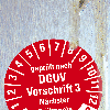 Prüfpl.gepr.DGUV 3 NP,26-31,rot/weiß,Folie, für ölige Untergründe,Ø30mm,10/Bogen