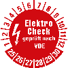 Prüfplakette Elektro-Check nach VDE,25-30,rot,Folie,selbstkl.,Ø 20mm,10/Bogen Prüfplakette Elektro-Check nach VDE,25-30,rot,Folie,selbstkl.,Ø 20mm,10/Bogen