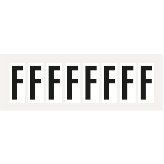 Buchstabe F, weiß/schwarz, Folie, Schrifthöhe 25mm, 32,5x14,9mm, 10/Bogen Buchstabe F, weiß/schwarz, Folie, Schrifthöhe 25mm, 32,5x14,9mm, 10/Bogen-Beschreibung lesen