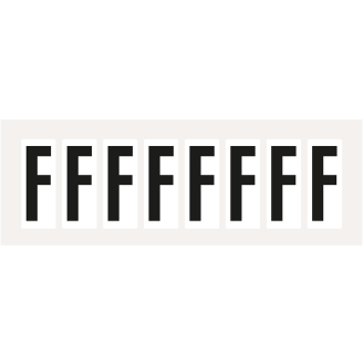 Buchstabe F, weiß/schwarz, Folie, Schrifthöhe 40mm, 52,9x23,8mm, 10/Bogen-Beschreibung lesen