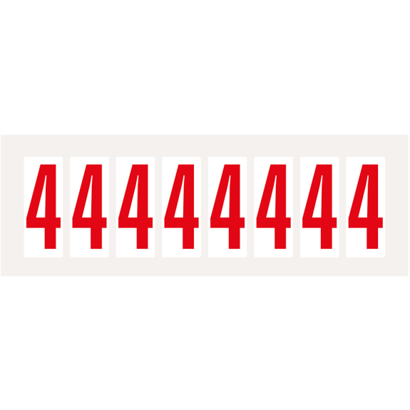 Ziffer 4, weiß/rot, Folie, Schrifthöhe 50mm, 22x57mm, 160 Stück/Packung Ziffer 4, weiß/rot, Folie, Schrifthöhe 50mm, 22x57mm, 160 Stück/Packung-Beschreibung lesen