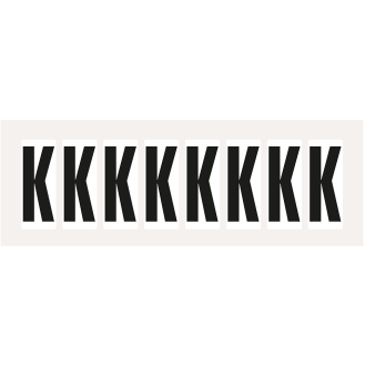 Buchstabe K, weiß/schwarz, Folie, Schrifthöhe 60mm, 78x35,7mm, 10/Bogen-Beschreibung lesen