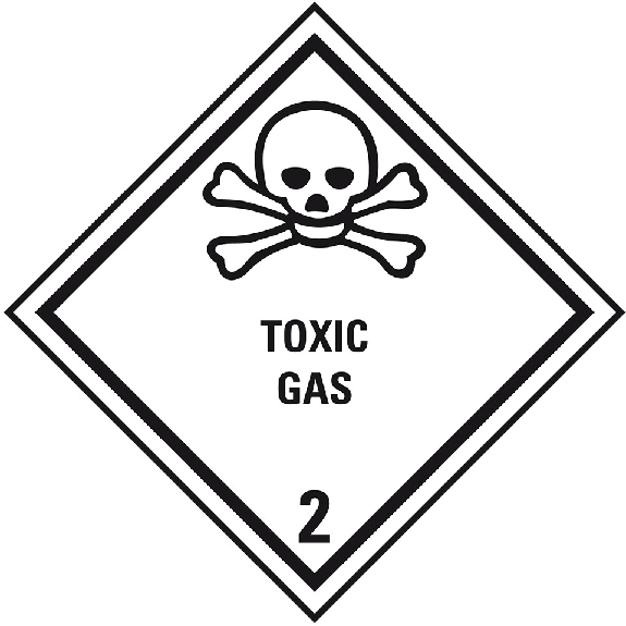 Verpackungskennzeichen Klasse 2.3, Toxic Gas, Folie, seewasserbeständig, 100x100mm, IMDG-Code, GGVSEB, ADR, IATA-Lire la description