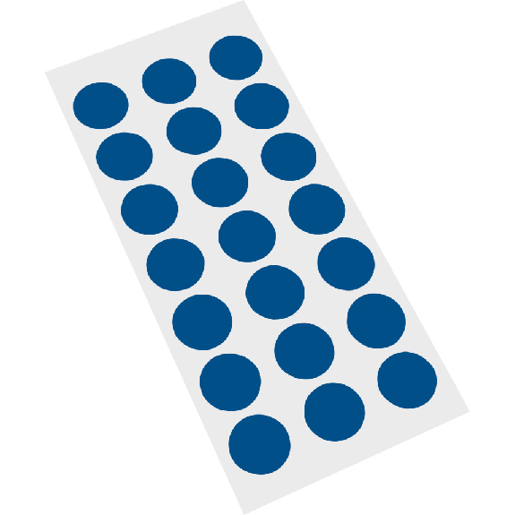 Markierungspunkte, blau, Cellulose-Folie, selbstklebend, Ø 25mm, 21/Bogen-Beschreibung lesen