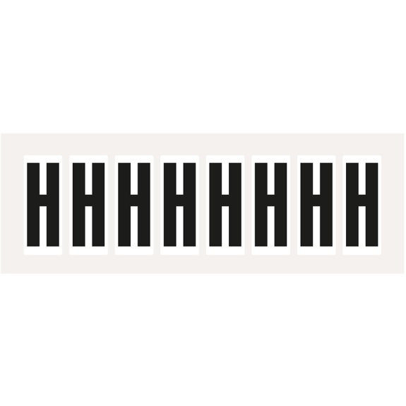 Buchstabe H, weiß/schwarz, Folie, Schrifthöhe 30mm, 39x17,7mm, 10/Bogen Buchstabe H, weiß/schwarz, Folie, Schrifthöhe 30mm, 39x17,7mm, 10/Bogen-Beschreibung lesen