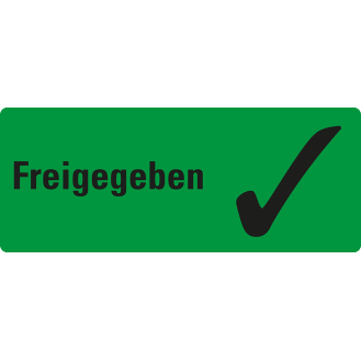 Organisationsetikett Freigegeben, Pikto, grün, Haftpapier, ablösbar, 50x20mm, 500/Rolle-Beschreibung lesen