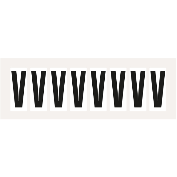Buchstabe V, weiß/schwarz, Folie, Schrifthöhe 60mm, 78x35,7mm, 10/Bogen Buchstabe V, weiß/schwarz, Folie, Schrifthöhe 60mm, 78x35,7mm, 10/Bogen-Beschreibung lesen