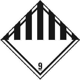Verpackungskennzeichen Kl.9 Versch.gefährl.Stoffe, Folie, seewasserbeständig, 100x100mm, IMDG-Code, GGVSEB, ADR, IATA-Beschreibung lesen
