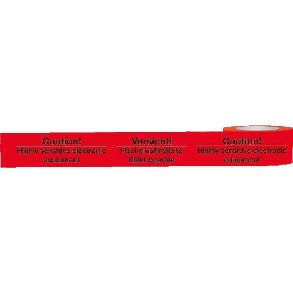 Warnband Hochempfindl.Elektogeräte, rot/schwarz, Polypropylen, 50mmx66m, 6 Rollen/VE-Beschreibung lesen