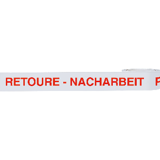 Klebeband Retoure-Nacharbeit, weiß/rot, Polypropylen, selbstklebend, 50mm, 66m/Rolle-Beschreibung lesen