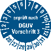 Prüfplakette gepr.n.DGUV Vorschrift 3,26-31,blau,Folie,selbstkl.,Ø 30mm,500/ROL