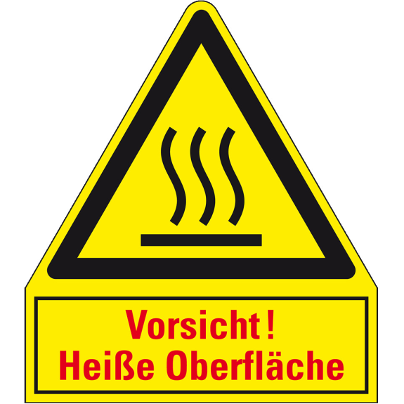 Thermo Kombi-Warnschild Heiße Oberfläche, Polyesterfolie, 240x210mm, ASR A1.3, DIN EN ISO 7010 W017-Beschreibung lesen