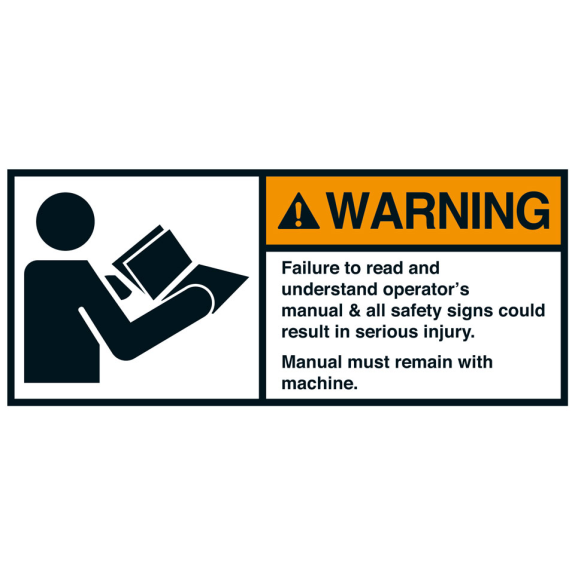 ANSI-Aufkleber WARNING Failure to read and understand,UL anerk.,70x160mm,2/Bogen-Beschreibung lesen