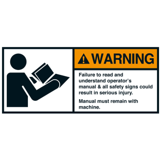 ANSI-Aufkleber WARNING Failure to read and understand,UL anerk.,70x160mm,2/Bogen-Beschreibung lesen