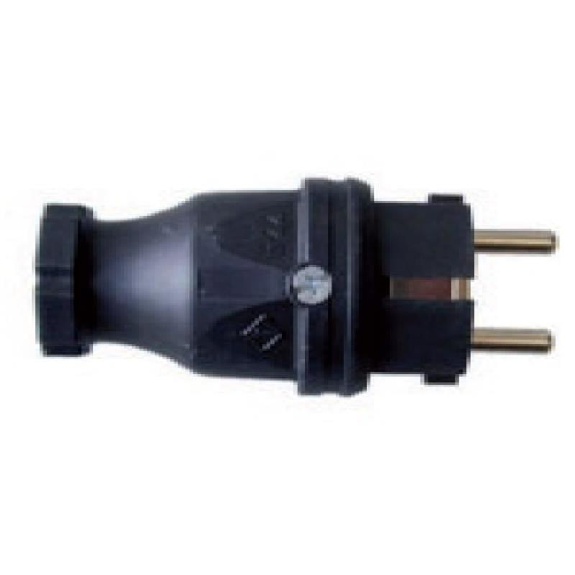 Fiche NF caoutchouc, noire, 2P+T 10/16A 230V IP44 - 10039-Lire la description