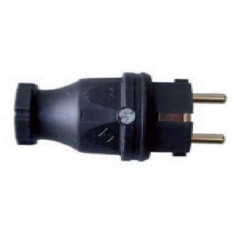 Fiche NF caoutchouc, noire, 2P+T 10/16A 230V IP44 - 10039-Lire la description
