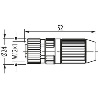 M12L Fem Droit 5p; Bornes guillotines 0.75-1.5mm², Ø5.8-13.5mm - 7000-P4421-0000000-Lire la description