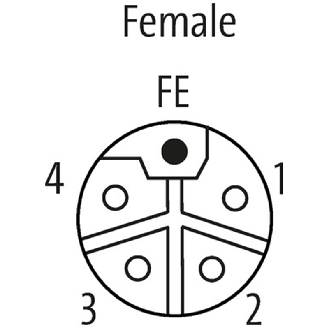 M12L Fem Droit 5p; Bornes guillotines 0.75-1.5mm², Ø5.8-13.5mm - 7000-P4421-0000000-Lire la description
