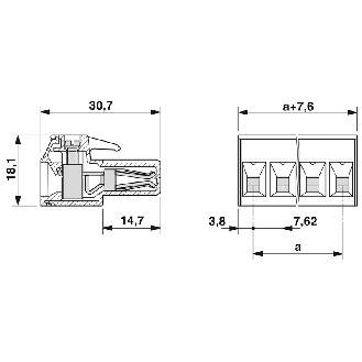 Fiche, 20A, 630V, pôles: 7, Pas: 7,62 mm, vissé, vert - PC 4/ 7-ST-7,62-Lire la description