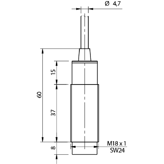 DPI M18 PNP/NPN NO+NF P8mm non noyé 68(45)mm Laiton Câble 5m PVC - PK3/00-2A86-Lire la description