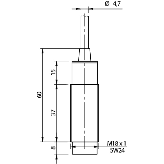 DPI M18 PNP/NPN NO+NF P8mm non noyé 68(45)mm Laiton Câble 5m PVC - PK3/00-2A86-Lire la description