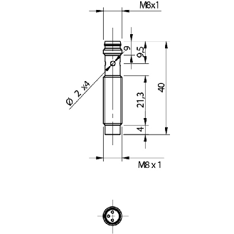 DPI M08 PNP NO P4mm non noyé 40(21.3)mm Laiton 10-30Vdc M08 3P - AE6/AP-4F-Lire la description