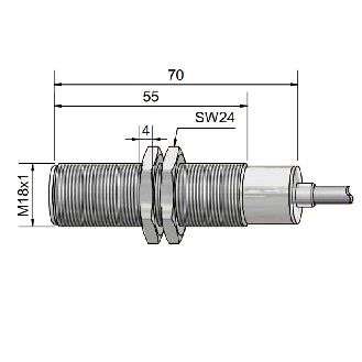 DPI Ex M18 PNP NO+NF P5mm noyé 70(55)mm Inox 10-30Vdc / Câble 5m PVC - IAS-10-A13-A-M18-PTFE/VAb-Z05-0-2G-1/2D, ATEX-Lire la description