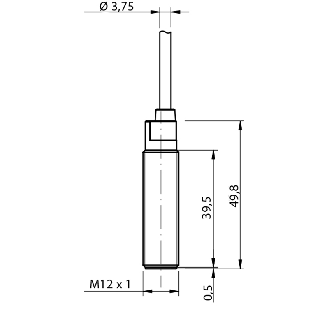 DPI M12 PNP NO P4mm noyé 49,8(39,5)mm Laiton 10-30Vdc Câble 3m PVC - AM1/AP-3A84-Lire la description