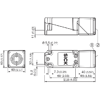 DPI Rect. 2 fils DC NO P20mm noyé 40x40x118mm Plast. 10-30Vdc bornes - IQ40-20BDSKK0S-Lire la description