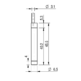 DPI D6,5 NPN NO P4mm non noyé 45,5(36,2)mm Inox 10-30Vdc C2m PVC - AH1/AN-4A-Lire la description