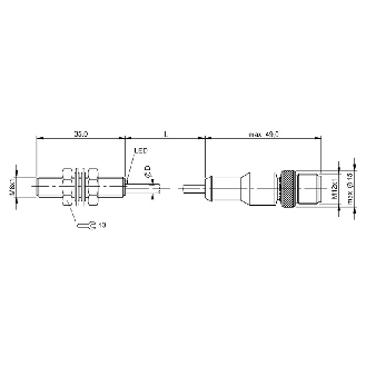 DPI M08 PNP NO P1.5mm noyé 35mm 10-30Vdc / M12 4P+C0.3m - BES 516-324-E3-C-S4-00,3 (BES00MT)-Lire la description