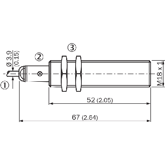 DPI M18 PNP NO P5mm noyé 67(52)mm Laiton 10-30Vdc / Câble 10m PVC - IME18-05BPSZW6S-Lire la description