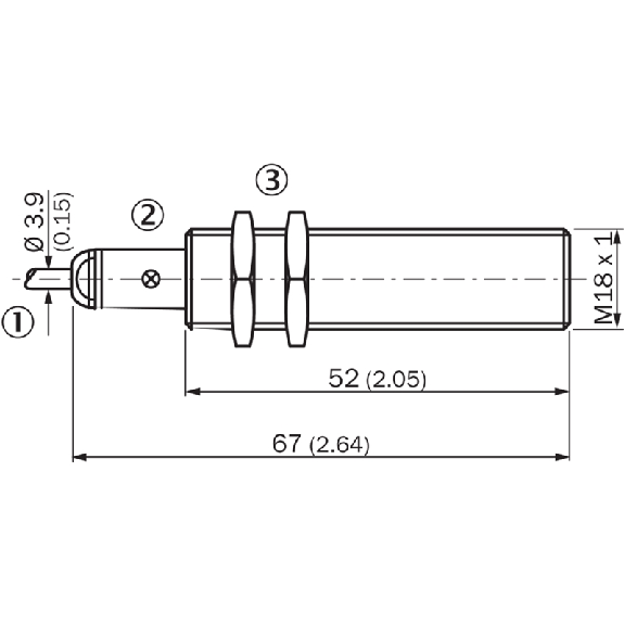 DPI M18 PNP NO P5mm noyé 67(52)mm Laiton 10-30Vdc / Câble 10m PVC - IME18-05BPSZW6S-Lire la description