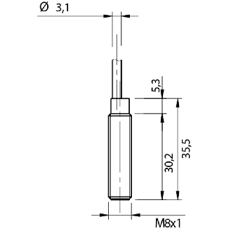 DPI M08 PNP NO P1,5mm noyé 35.5(30.2)mm Laiton 10-30Vdc Câble 2m PVC - AE6/AP-1A-Lire la description