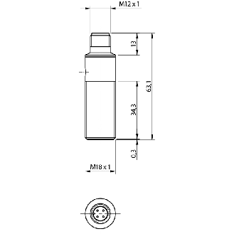 DPI M18 PNP NO+NF P5mm noyé 63,1(34,3)mm Inox 10-30Vdc M12 4P - PFK1/BP-1H-Lire la description