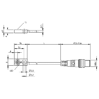 DPI Rect. PNP NO P1,5mm noyé 16x8x4,7mm Plast. / M08 3P+C0.13m - BES R04KC-PSC15B-EP00,13-GS49 (BES01YA)-Lire la description