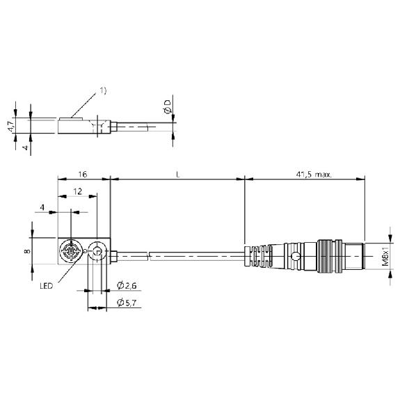 DPI Rect. PNP NO P1,5mm noyé 16x8x4,7mm Plast. / M08 3P+C0.13m - BES R04KC-PSC15B-EP00,13-GS49 (BES01YA)-Lire la description